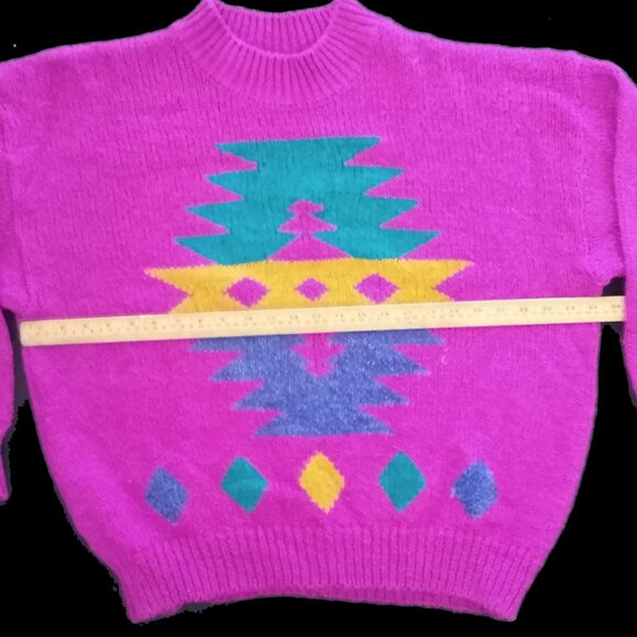 Womens Fushia Pink Geometric Shapes Sweater Collections Plus Size 44 24W Pullove - Picture 6 of 6